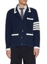 THOM BROWNE Textured Stitch 4 Bar Cardigan Jacket