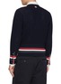Back View - Click To Enlarge - THOM BROWNE - Ripple Stitched RWB Stripe Hem Cotton Cardigan