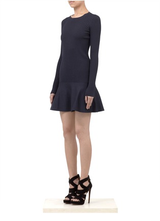 Front View - Click To Enlarge - STELLA MCCARTNEY - Rib-knit flounce hem dress