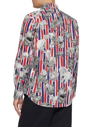 Back View - Click To Enlarge - THOM BROWNE - All Over Hector RWB Striped Cotton Poplin Shirt