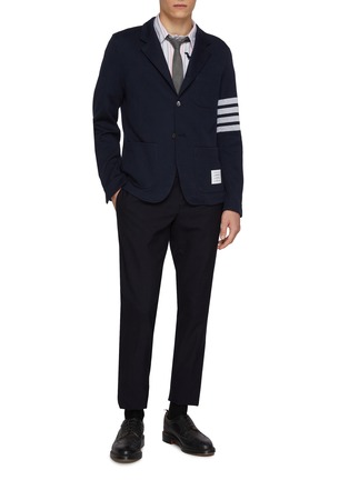 Figure View - Click To Enlarge - THOM BROWNE - 4 Bar Single Breasted Cotton Blazer