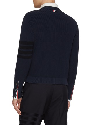 Back View - Click To Enlarge - THOM BROWNE - Tonal 4 Bar Cotton Cardigan