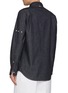 Back View - Click To Enlarge - THOM BROWNE - Long Sleeve Dark Wash Selvedge Cotton Denim Pocket Shirt