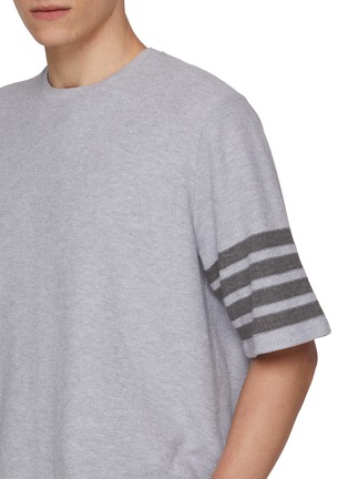  - THOM BROWNE - Tonal 4-Bar Textured Cotton Piqué T-Shirt