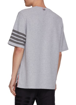 Back View - Click To Enlarge - THOM BROWNE - Tonal 4-Bar Textured Cotton Piqué T-Shirt