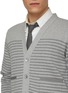  - THOM BROWNE - 4 Bar Tonal Stripe Cotton Cardigan