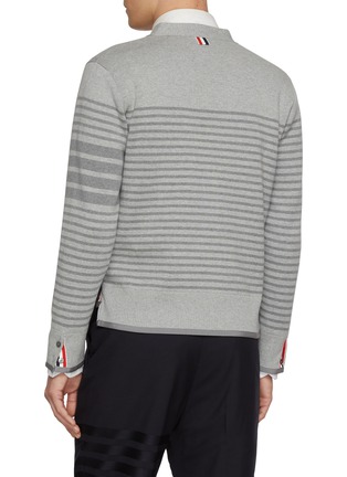 Back View - Click To Enlarge - THOM BROWNE - 4 Bar Tonal Stripe Cotton Cardigan