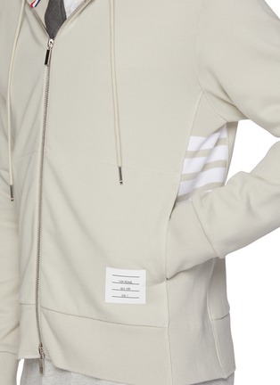  - THOM BROWNE - 4-Bar Rib Panel Zip Up Cotton Hoodie