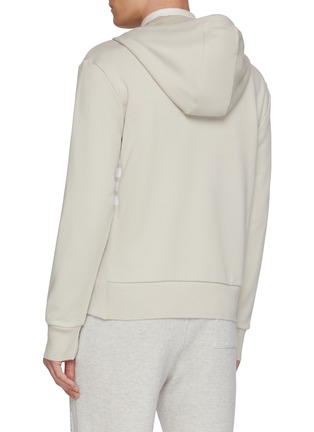 Back View - Click To Enlarge - THOM BROWNE - 4-Bar Rib Panel Zip Up Cotton Hoodie
