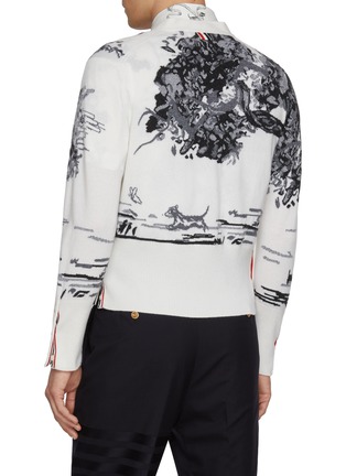 Back View - Click To Enlarge - THOM BROWNE - Hector Courtyard Toile Intarsia Cashmere Cardigan