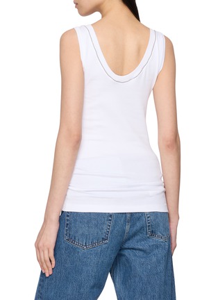 Back View - Click To Enlarge - BRUNELLO CUCINELLI - Sleeveless Shiny Trim Cotton Ribbed Jersey Top