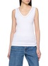 Main View - Click To Enlarge - BRUNELLO CUCINELLI - Sleeveless Shiny Trim Cotton Ribbed Jersey Top