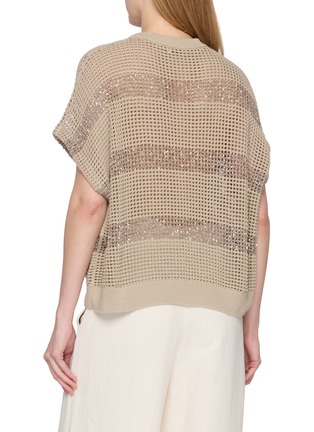 Back View - Click To Enlarge - BRUNELLO CUCINELLI - Short Sleeve Open Cotton Knit Top