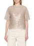 BRUNELLO CUCINELLI Short Sleeve Embellished Crewneck Silk Top