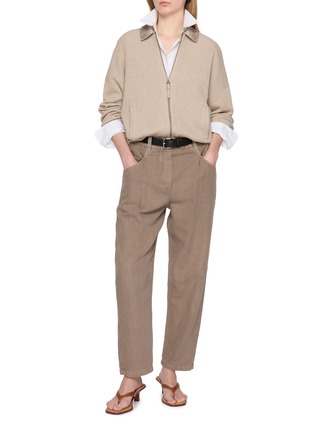 Figure View - Click To Enlarge - BRUNELLO CUCINELLI - Garment Dyed Cotton Linen Suiting Pants