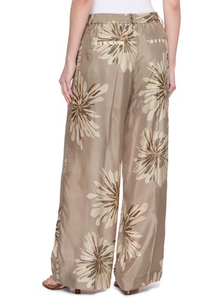 Back View - Click To Enlarge - BRUNELLO CUCINELLI - Floral Print Palazzo Silk Pants