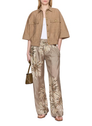 Figure View - Click To Enlarge - BRUNELLO CUCINELLI - Floral Print Palazzo Silk Pants