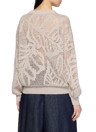 Back View - Click To Enlarge - BRUNELLO CUCINELLI - Crewneck Openwork Floral Knit Sweater