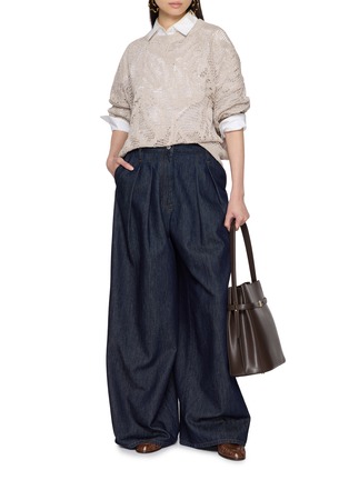 Figure View - Click To Enlarge - BRUNELLO CUCINELLI - Crewneck Openwork Floral Knit Sweater