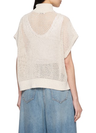Back View - Click To Enlarge - BRUNELLO CUCINELLI - High Neck Zip Up Diamante Cotton Knit Gilet