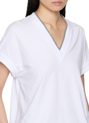  - BRUNELLO CUCINELLI - Monili Embellished V-Neck T-Shirt