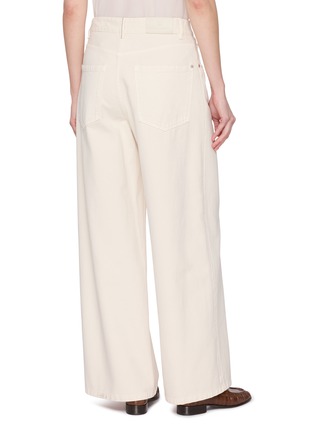 Back View - Click To Enlarge - BRUNELLO CUCINELLI - Garment Dyed Wide Leg Cotton Denim Pants