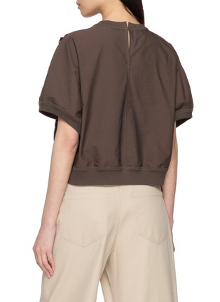 Back View - Click To Enlarge - BRUNELLO CUCINELLI - Sequinned Crewneck Techno Cotton Popeline Knit Blouse
