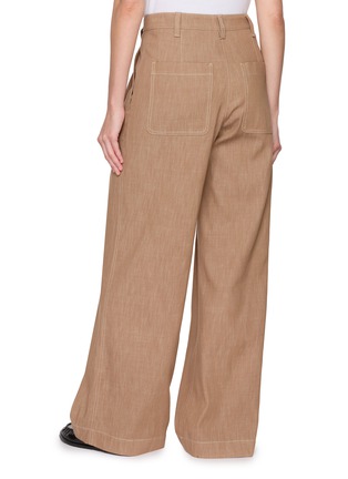 Back View - Click To Enlarge - BRUNELLO CUCINELLI - Pleated Wide Leg Medium Wash Jeans