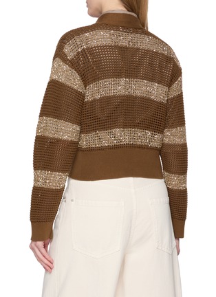 Back View - Click To Enlarge - BRUNELLO CUCINELLI - Sequin Open Knit Cardigan