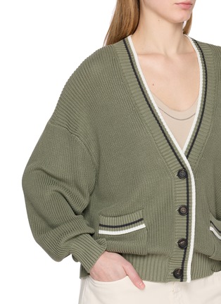  - BRUNELLO CUCINELLI - Contrast Trim V-Neck Cotton Cardigan