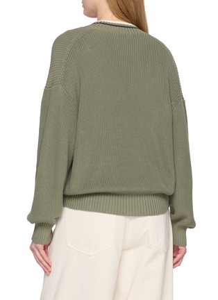 Back View - Click To Enlarge - BRUNELLO CUCINELLI - Contrast Trim V-Neck Cotton Cardigan