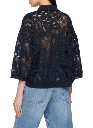 Back View - Click To Enlarge - BRUNELLO CUCINELLI - Lace Knit Polo Shirt