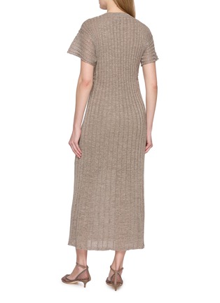 Back View - Click To Enlarge - BRUNELLO CUCINELLI - Ribbed Crewneck Linen Blend Dress