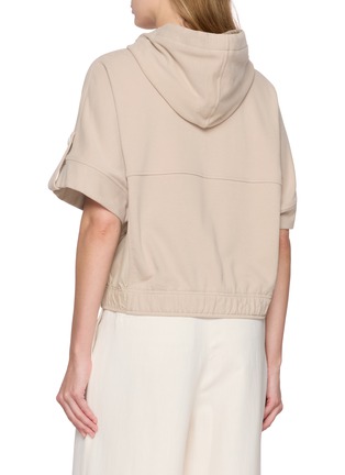 Back View - Click To Enlarge - BRUNELLO CUCINELLI - Drawstring Hood Cotton Sweatshirt