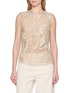 BRUNELLO CUCINELLI Sleeveless Embellished Crewneck Silk Chiffon Top