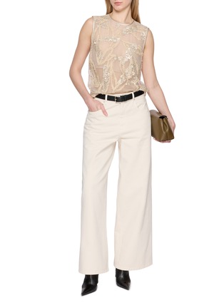 Figure View - Click To Enlarge - BRUNELLO CUCINELLI - Sleeveless Embellished Crewneck Silk Chiffon Top
