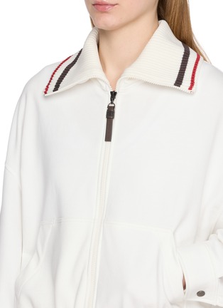  - BRUNELLO CUCINELLI - Contrast Stripe Collar Zip Up Fleece Jacket