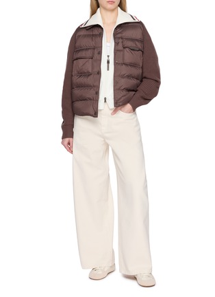 Figure View - Click To Enlarge - BRUNELLO CUCINELLI - Contrast Stripe Collar Zip Up Fleece Jacket