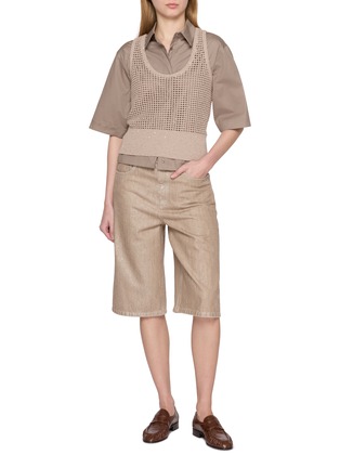 Figure View - Click To Enlarge - BRUNELLO CUCINELLI - Openwork Cotton Knit Vest