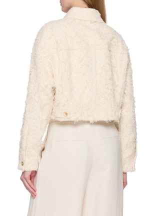 Back View - Click To Enlarge - BRUNELLO CUCINELLI - Cropped Fringed Cotton Denim Jacket