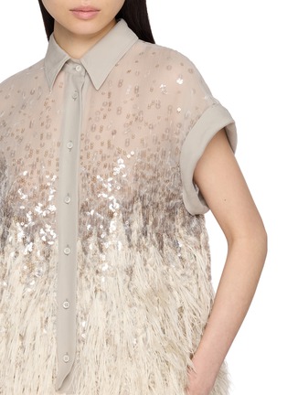  - BRUNELLO CUCINELLI - Cap Sleeve Embellished Silk Chiffon Shirt