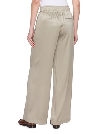 Back View - Click To Enlarge - BRUNELLO CUCINELLI - Elastic Waistband Silk Wide Leg Pants