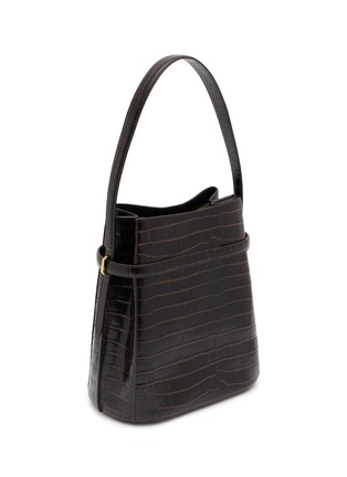 Detail View - Click To Enlarge - TOTEME - Belted Croco Embossed Leather Bucket Bag