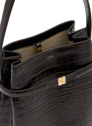 Detail View - Click To Enlarge - TOTEME - Belted Croco Embossed Leather Bucket Bag