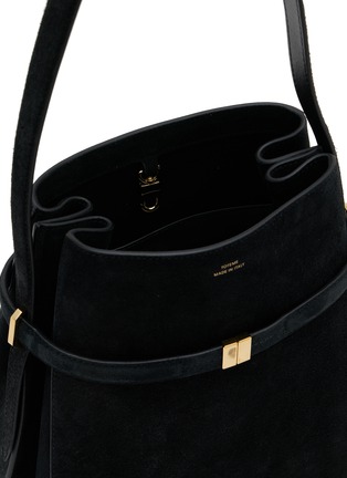Detail View - Click To Enlarge - TOTEME - Belted Suede Leather Bucket Bag