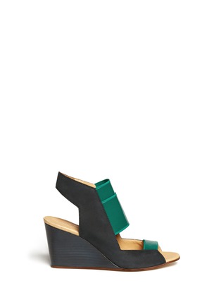 Main View - Click To Enlarge - MM6 MAISON MARGIELA - Elasticated sling-back suede wedge sandals