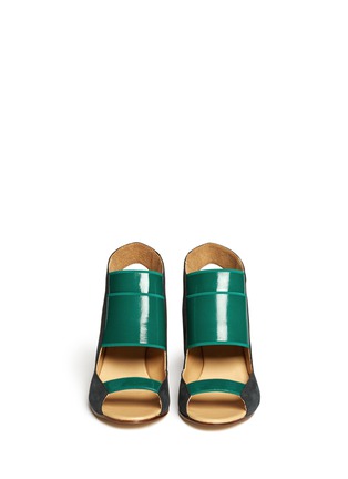 Figure View - Click To Enlarge - MM6 MAISON MARGIELA - Elasticated sling-back suede wedge sandals