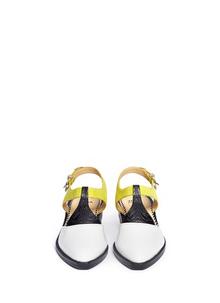 Figure View - Click To Enlarge - TOGA ARCHIVES - Colour-block embossed leather T-strap shoes