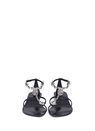 Figure View - Click To Enlarge - 73426 - Crystal scorpion leather sandals