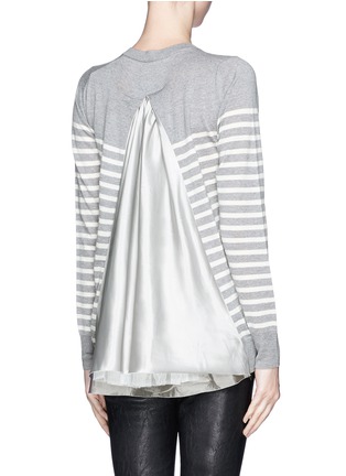 Back View - Click To Enlarge - SACAI LUCK - Cupro underlay stripe wool cardigan